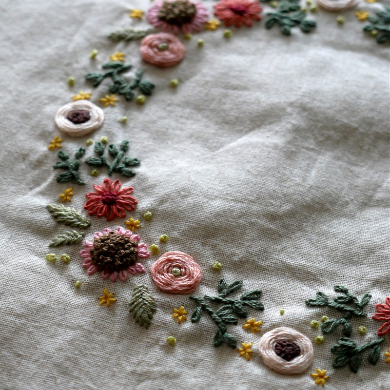 Couronne brodée - motif de broderie avec des fleurs